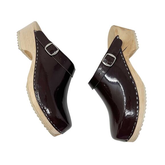 NEW Authentic Swedish Clogs Chocolate Brown Patent Leather size 41 EU 10 US - Picture 1 of 12
